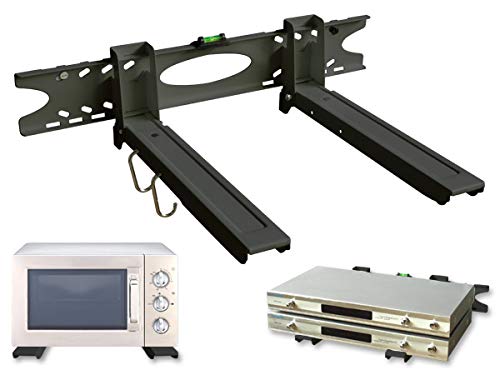 Mikrowellenhalterung Ausziehbar 32-52 cm für Küchengeräte Grill Mini Backofen inkl. Montagematerial - schwarz Modell: H75B