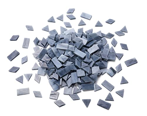 Lanyani Stained Glass Tiles for Mosaic, 200 Pieces Bulk Glass Mosaic Tile for Craft,Charcoal Grey