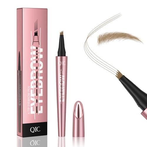 QIC Augenbrauenstift Microblading Eyebrow Pencil Wasserfest & Langanhaltend Präzises Nachzeichnen für Natürliche & Volle Augenbrauen Cruelty-Free (01 Light Brown)