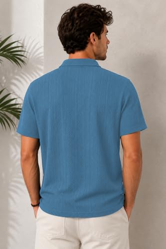 Image of TAGDO Men's Chain Jacquard Polo T Shirt | Half Sleeve | Comfortable Fit Wear | Stylish Casual Look | Breathable Feel |Modern Style | Easy Movement | Everyday Wear (Polo)