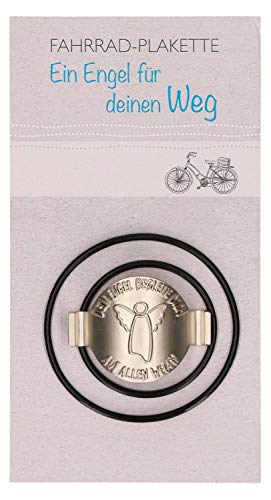 Butzon & Bercker Fahrrad-Plakette Schutzengel - Metallplakette mit Gummiring – christliches Geschenk zur Einschulung, Geburtstag oder Weihnachten für Schulkinder & Erwachsene