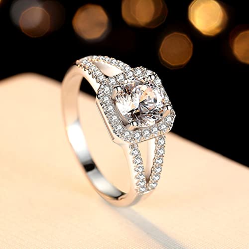 Bague en argent véritable avec pavé géométrique éclatant pour un mariage d'exception