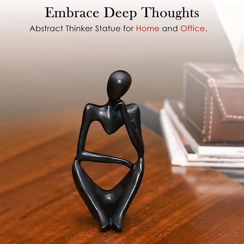Image of ZAICUS Black Abstract Thinker Resin Sculpture - Modern Deep Thinker Figurine for Home & Office Decor | Small Contemporary Accent Piece