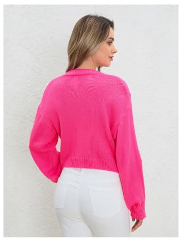 Image of MakeMeChic Women's 3D Floral Cardigan Sweaters Open Front Cropped Cute Cardigan Lantern Sleeve Outerwear