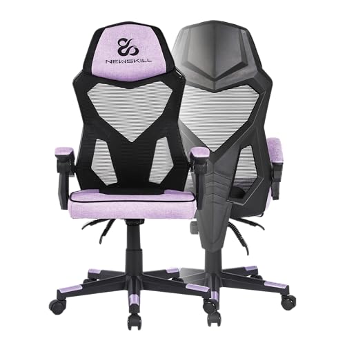 NEWSKILL Eros Silla Gaming ergonómica con Respaldo de Malla, Asiento Acolchado y Base metálica - Color Morado