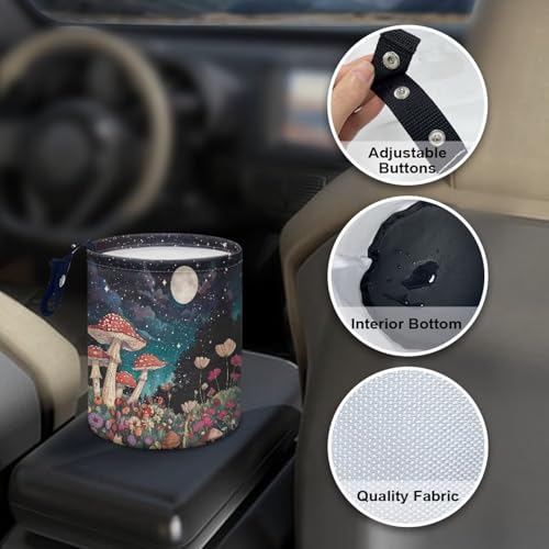 Image of Car Trash Can Mushroom Flower Portable Car Garbage Bin Easy to Clean Collapsible Waste Multipurpose Bin Car Accessories Interior