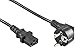 Produktbild XTC 10m Kaltgerätekabel extra lang Netzkabel Stromkabel für Beamer, PC, Monitore, Drucker, etc. - Schutzkontakt gewinkelt auf Kaltgerätestecker C13 Schwarz