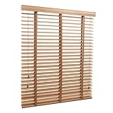 Matériaux de haute qualité: Les stores vénitiens sont en bois de linden 100% naturel, sain et respectueux de l'environnement, avec une bavure lisse, imperméable et facile à nettoyer, les lattes mesurent 50 mm de large, avec de larges bandes de tissu pour cacher les trous de ligne, Conception simple et élégante, toutes les pièces mécaniques sont testées pour la durabilité et peuvent être utilisées pendant longtemps.