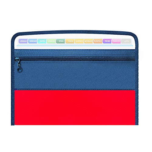 Trieur accordéon A4 à 13 compartiments en tissu orange zippé
