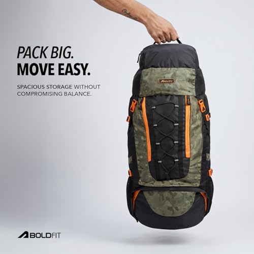 Image of Boldfit Rucksack Bags for Men & Women Trekking Bag Camping Travel Backpack for Men for All Luggage Pack Trekking Bag for Hiking, Travel Backpack