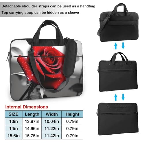 Bolsa Maletín para Portátil Black and White Red Rose miniatura 4