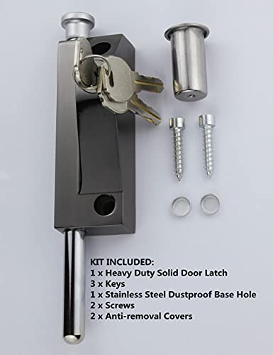 Fireflyweb Spring Loaded Latch Pin Black Heavy Duty Sliding Bolt Marine Grade 2023 Update,Barrel Bolt Thickened Vertical Latch Door Lock Cane Bolts For Gates Garage Barn Double Door (Black) #TOP5