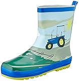 Botas de agua cortas con estampado de tractor y praderas.
