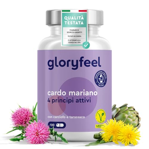 Complesso di Cardo Mariano, con Carciofo, Dente di leone, 120 capsule, Alto dosaggio Silimarina, Qualità Premium, Integratore Depurativo Fegato, senza Stearato di Magnesio, 100% Naturale, Vegano