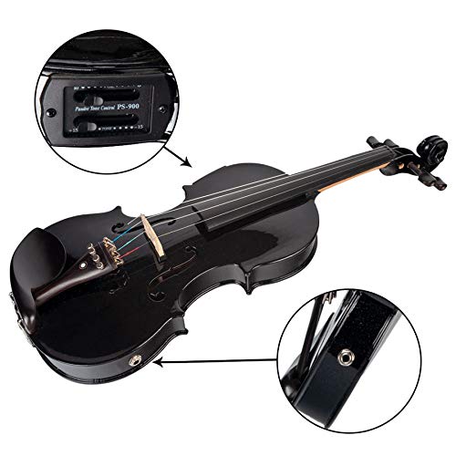 4/4 Full-Size Violino Elettrico in Legno Massello - Accessori Alta Qualità, Nero