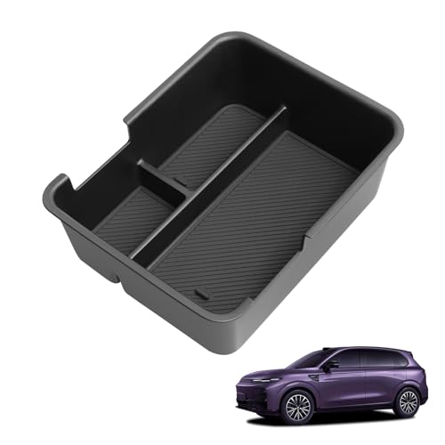 smabee Boîte d'accoudoir compatible avec Leapmotor B10 2025 2026 - Plateau de rangement pour voiture - Accessoires intérieurs ABS + PVC - Noir