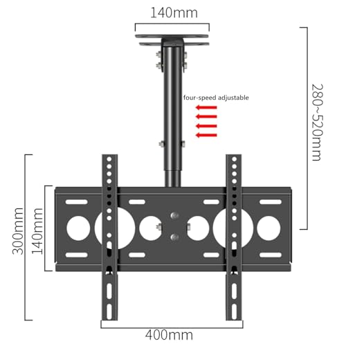 Support plafond TV 27 à 55 pouces inclinable et rotatif à 360