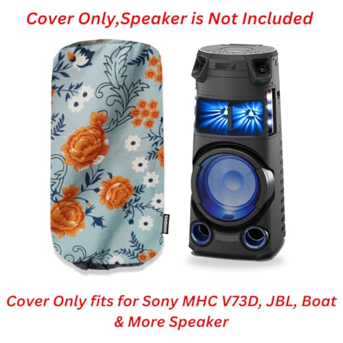 Image of Dust Cover for Speakers, Dust & Water proof Dimensions 36-inch Height & 16-inch Diameter Suitable for(MHC-V73D, MHC43D,MX Series, PartyBox 710) - Grey Flower