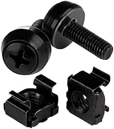 M6 x 16mm Rack Mount Cage Nuts (30Pack) for Mounting Screws and Square Insert Nuts for Server Rack,Cabinet,Routers - Black