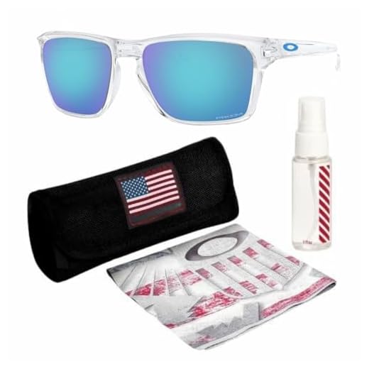 Oakley OO9448 SYLAS Armação transparente polida – Lente PRIZM SAPPHIRE, óculos de sol retangulares não polarizados com kit oficial de óculos