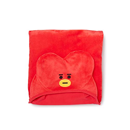 BT21 Official Merchandise by Line Friends - TATA Character Hooded Throw Blanket for Indoor/Outdoor, Red