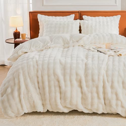 EMME Faux Fur Duvet Cover King Size, 3 Pieces Ultra
