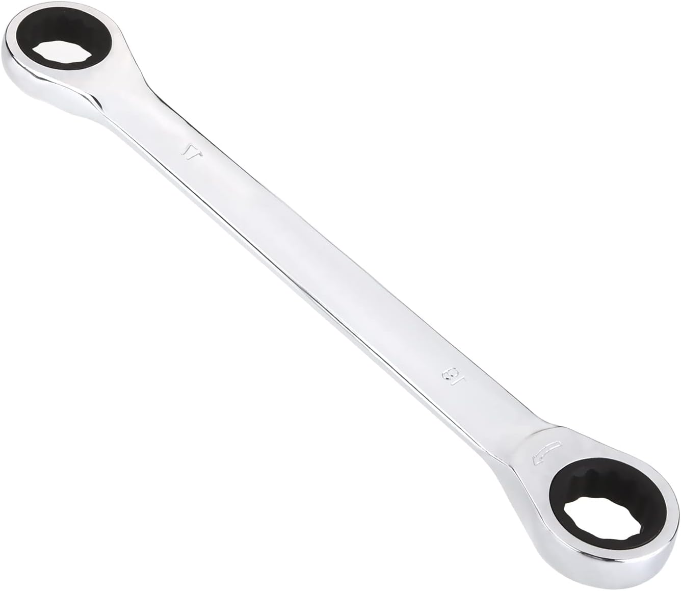Auniwaig Double Box End Ratcheting Wrench, 17mm x 19mm, 72-Tooth, Chrome Vanadium Steel