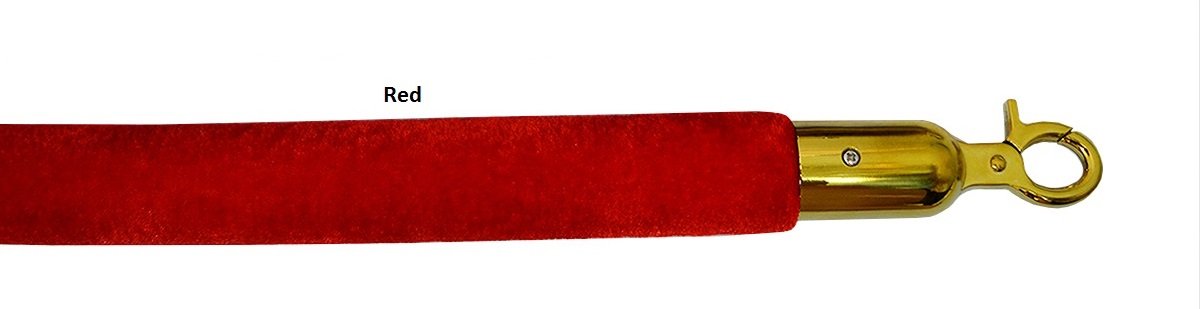 Stanchion Velour Rope + 2 pcs Wall Plates (72" Burgundy - Gold)