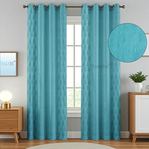 Image of Heavy Long Crush Floral Design Curtains | 7ft Premium Polyester Punching Coin Pattern Curtains for Living Room, Bedroom, Door & Window | Modern Aqua Home Decor Screens | Set of 1 Pieces