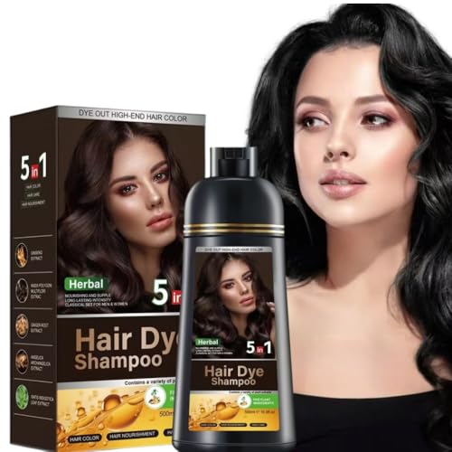 Hair Dye Shampoo 5 in 1 Hair Shampoo Instant Hair Dye Herbal Ingredients for Women Men Cover Gray White Hair, Fast Hair Dye No D