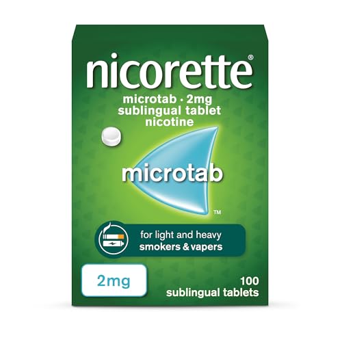 Nicorette Microtab 2mg Sublingual Tablet (100 Pieces), Smoking Cessation Aid to Actively Fight Withdrawal Symptoms, Sublingual Tablets to Help Stop Smoking