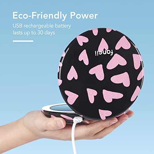 Fancii Led Lighted Travel Makeup Mirror, Rechargeable With 10X/1X Magnifying & 3 Light Settings - Compact, Portable, Large 5” Wide Hand Mirror For Handbag And Purses, Taylor (Love Train) #TOP4