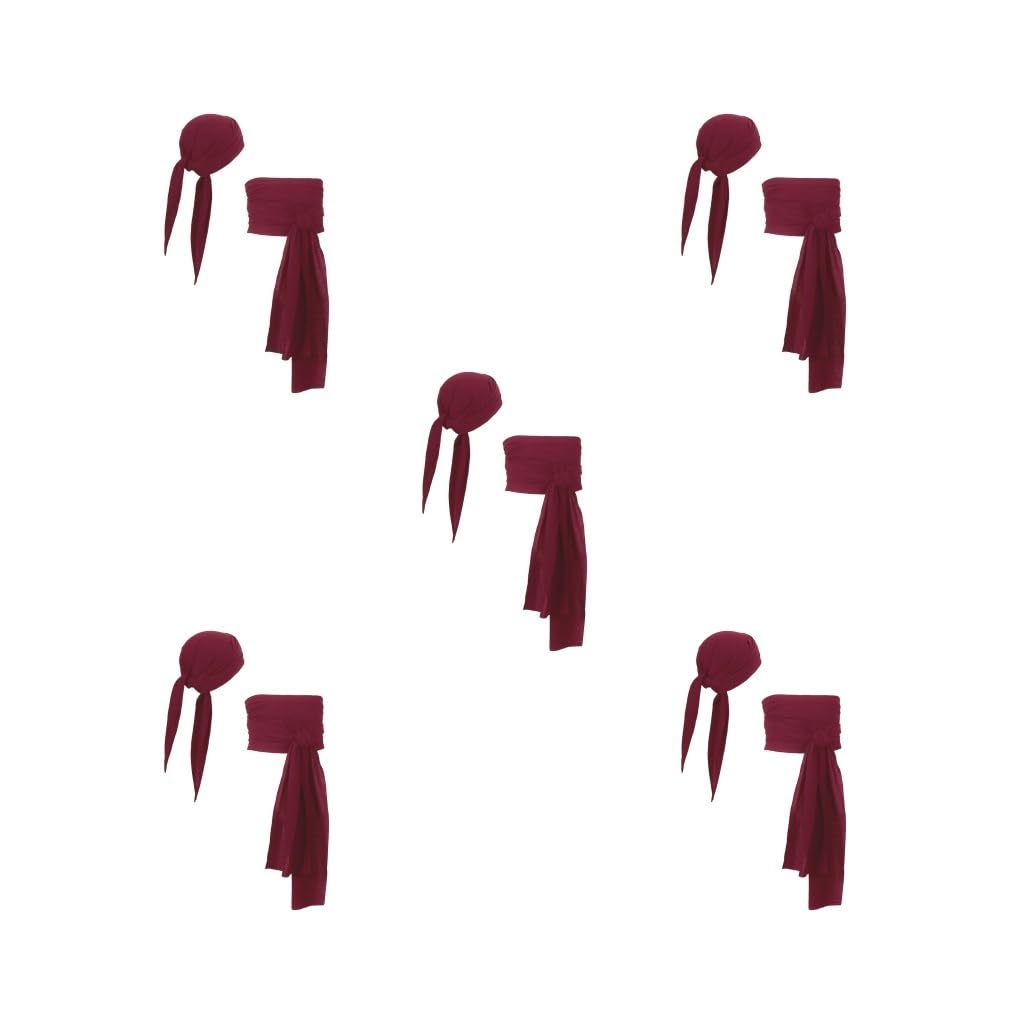 5 set di pirata sciarpa cappello accessori pirata cintura in vita pirata festa pirata fascia fascia rosso scuro