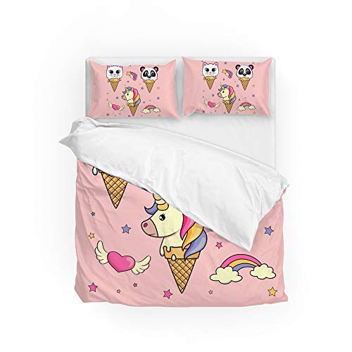 Parure de lit motif animal rose 3 pièces King polyester ultra doux toutes saisons