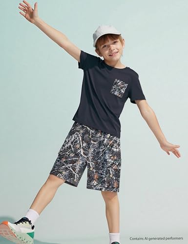 Image of mksodopy Boys Summer Outfit Set 2 Piece T Shirt and Camo Shorts Casual Clothes for Little Big Boys