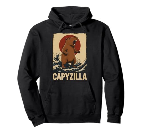 Funny Capybara Boys Girls Kids Mens Capyzilla Pullover Hoodie
