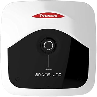 Racold ANDRIS UNO Elictric Storage Water Heater 25L Vertical Geyser for Bathroom, 5 Star Rated, Knob and Temperature Display, Free Standard Installation & pipes, Titanium Coating, White