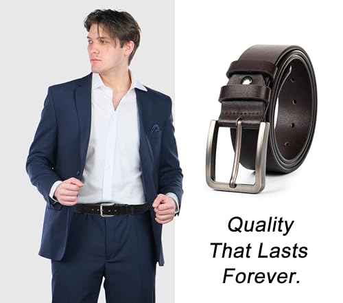 WAYLIT Mens Casual-Leather-Belt Classic-Adjustable Genuine-Leather Belts - Image 2