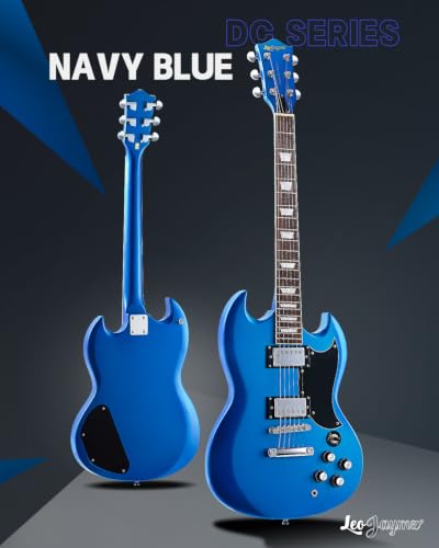 Image of Leo Jaymz 39 Inch Solid Body Electric Guitar - Poplar Wood Body,Maple Neck and Laurel Wood Fretboard (Navy Blue)