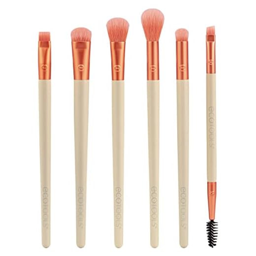 EcoTools Elements Limited Edition Fiery Eye Professional Eye Makeup Brush Set, For Eye Shadow and Eyeliner, Ecofriendly Makeup Brushes, Orange, 6 Piece Set