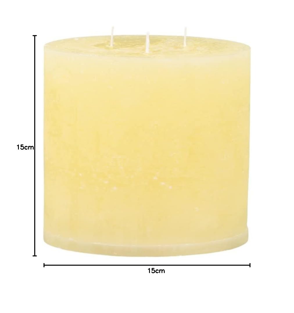 Chic Antique Macon rustikale Stumpenkerze Kerze Antik Altarkerzen 100% Paraffin Lange Brenndauer (Melon-gelb, 15x15 cm)