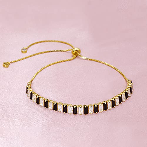 Dajuetree Tennis Bracelets For Women, Cubic Zirconia Bracelet For Women, Classic Cz Adjustable Slider Bracelet 18K Gold Plated Bracelets Cute Bracelet Fashion Wedding Jewelry Great Gift For Girls #TOP5
