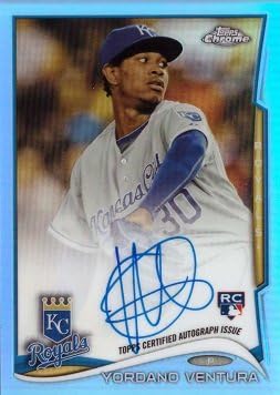 2014 Topps Chrome Blue Refractor #66 Yordano Ventura Certified Autograph Baseball Rookie Card - Only 199 made!