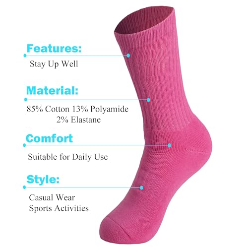 AWS/American Made 6 Pairs Solid Cotton Cushion Crew Socks for Women4