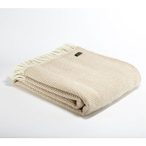 Tweedmill Textiles 100% Pure Wool Blanket Beehive Throw Design in Oatmeal