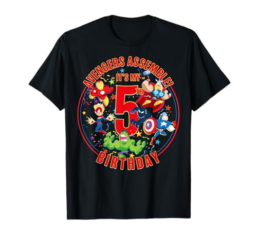 Marvel Avengers Assemble It's My 5th Birthday T-Shirt Small - image 1