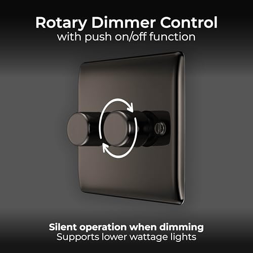 BG Electrical Intelligent Double Wall Dimmer Switch, 2 Way, Raised Profile, Round Edges, Nexus Metal, Black Nickel, 200W, NBN82 - Image 4