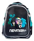 Mochila Escolar Neymar Jr Licenciada Original Com Estojo Grande Infantil Reforçada (Preto e Azul)