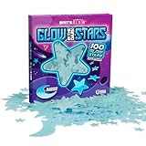 100 PCS Ultra Blue 3D Glow in The Dark Stars for Ceiling & Walls I Glow Stars for Ceiling with Moon I Glow in The Dark Decorations for Bedroom W/Constellation Map & Reusable Putty I Star Stickers