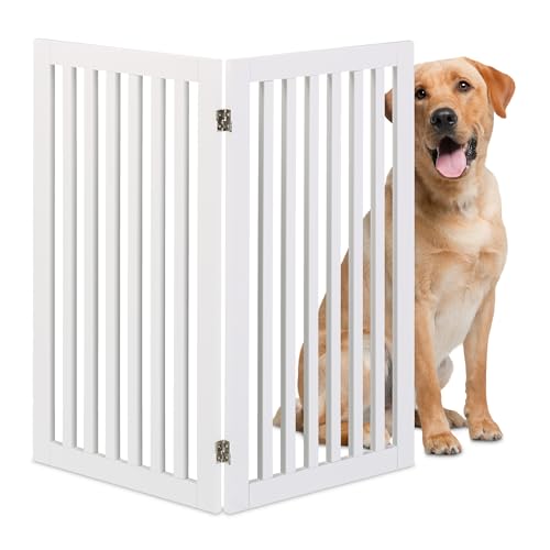 Relaxdays Cancelletto di Sicurezza per Cani, Cancellino Scale per Cuccioli, Barriera Animali, HxL: 91,5x103 cm, Bianco